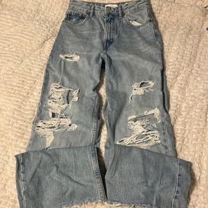 Zara Wide-Leg Ripped Jeans